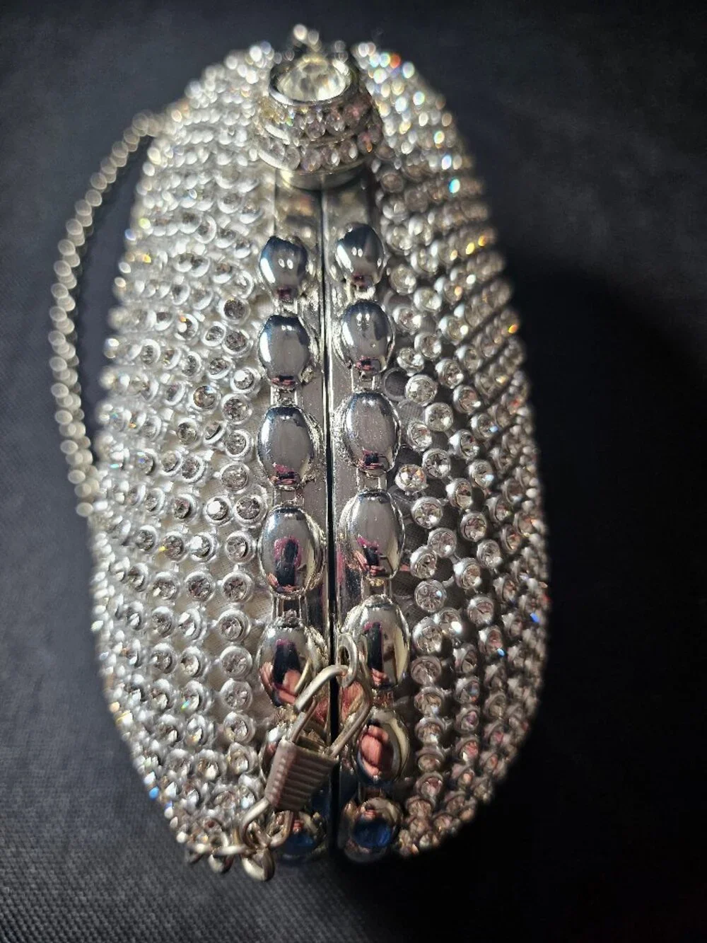 Sparkly Crystal Rhinestone Hard Shell Silver Wedding, Prom Clutch Purse